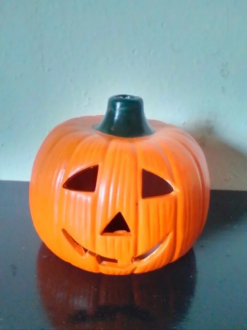 Orange Jack-O'-Lantern Ceramic Pumpkin Candle Holder